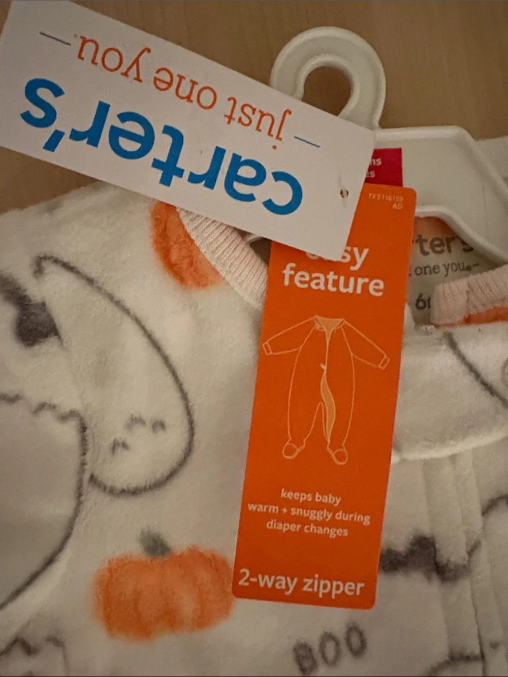 Carter's Halloween Pumpkin & Ghost Fleece One-Piece Orange/White Size 6 months